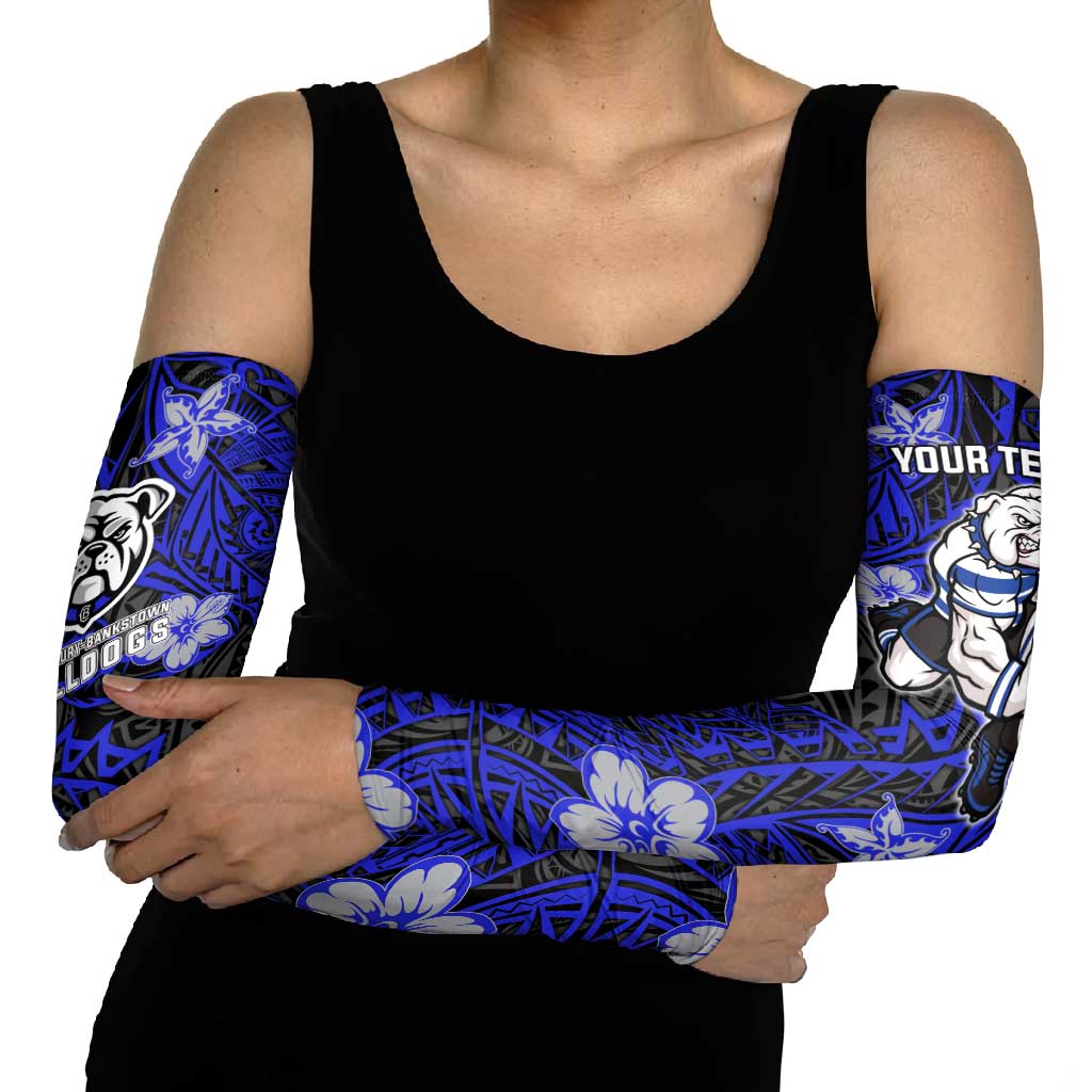 Personalised Canterbury-Bankstown Bulldogs Arm Sleeves Polynesian Tribal Pattern With Rugby Bulldog Mascot Art