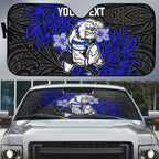 Personalised Canterbury-Bankstown Bulldogs Auto Sun Shade Polynesian Tribal Pattern With Rugby Bulldog Mascot Art