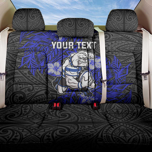 Personalised Canterbury-Bankstown Bulldogs Back Car Seat Cover Polynesian Tribal Pattern With Rugby Bulldog Mascot Art