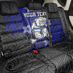 Personalised Canterbury-Bankstown Bulldogs Back Car Seat Cover Polynesian Tribal Pattern With Rugby Bulldog Mascot Art