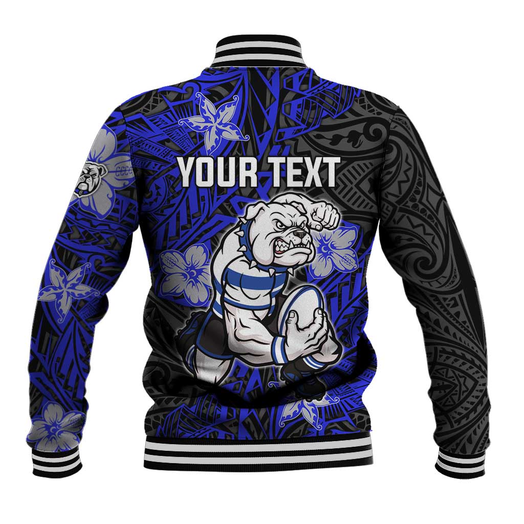 Personalised Canterbury-Bankstown Bulldogs Baseball Jacket Polynesian Tribal Pattern With Rugby Bulldog Mascot Art