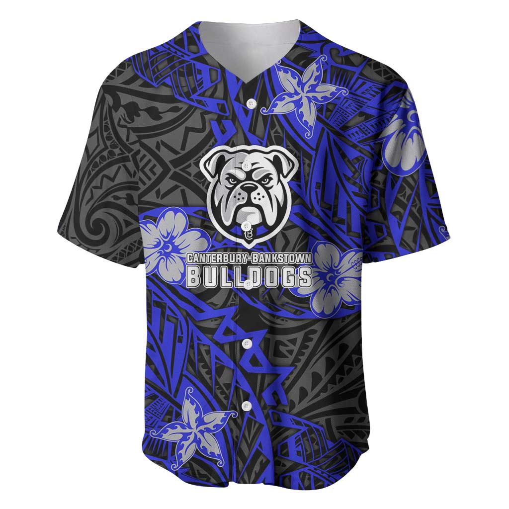 Personalised Canterbury-Bankstown Bulldogs Baseball Jersey Polynesian Tribal Pattern With Rugby Bulldog Mascot Art