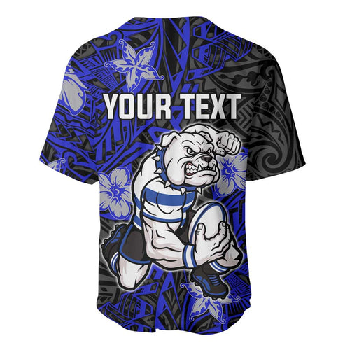 Personalised Canterbury-Bankstown Bulldogs Baseball Jersey Polynesian Tribal Pattern With Rugby Bulldog Mascot Art