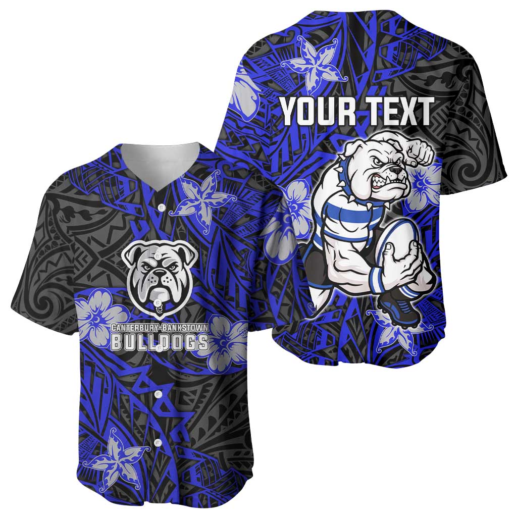 Personalised Canterbury-Bankstown Bulldogs Baseball Jersey Polynesian Tribal Pattern With Rugby Bulldog Mascot Art