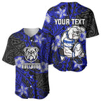 Personalised Canterbury-Bankstown Bulldogs Baseball Jersey Polynesian Tribal Pattern With Rugby Bulldog Mascot Art