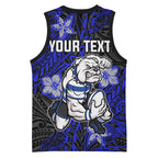 Personalised Canterbury-Bankstown Bulldogs Basketball Jersey Polynesian Tribal Pattern With Rugby Bulldog Mascot Art