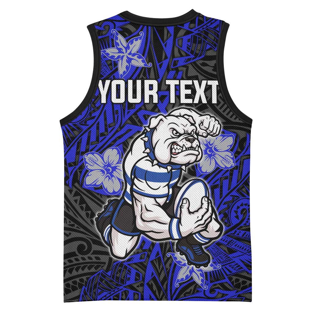 Personalised Canterbury-Bankstown Bulldogs Basketball Jersey Polynesian Tribal Pattern With Rugby Bulldog Mascot Art
