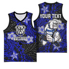 Personalised Canterbury-Bankstown Bulldogs Basketball Jersey Polynesian Tribal Pattern With Rugby Bulldog Mascot Art