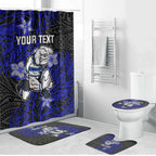 Personalised Canterbury-Bankstown Bulldogs Bathroom Set Polynesian Tribal Pattern With Rugby Bulldog Mascot Art
