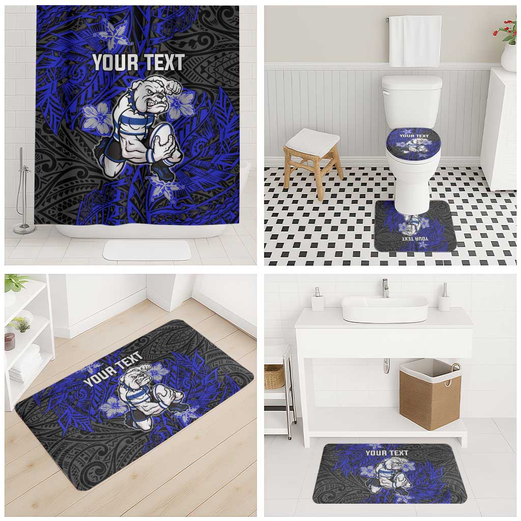 Personalised Canterbury-Bankstown Bulldogs Bathroom Set Polynesian Tribal Pattern With Rugby Bulldog Mascot Art