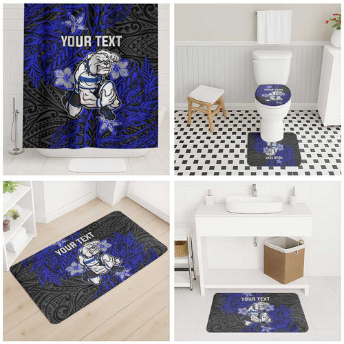 Personalised Canterbury-Bankstown Bulldogs Bathroom Set Polynesian Tribal Pattern With Rugby Bulldog Mascot Art