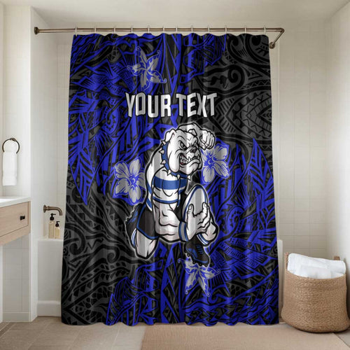 Personalised Canterbury-Bankstown Bulldogs Bathroom Set Polynesian Tribal Pattern With Rugby Bulldog Mascot Art