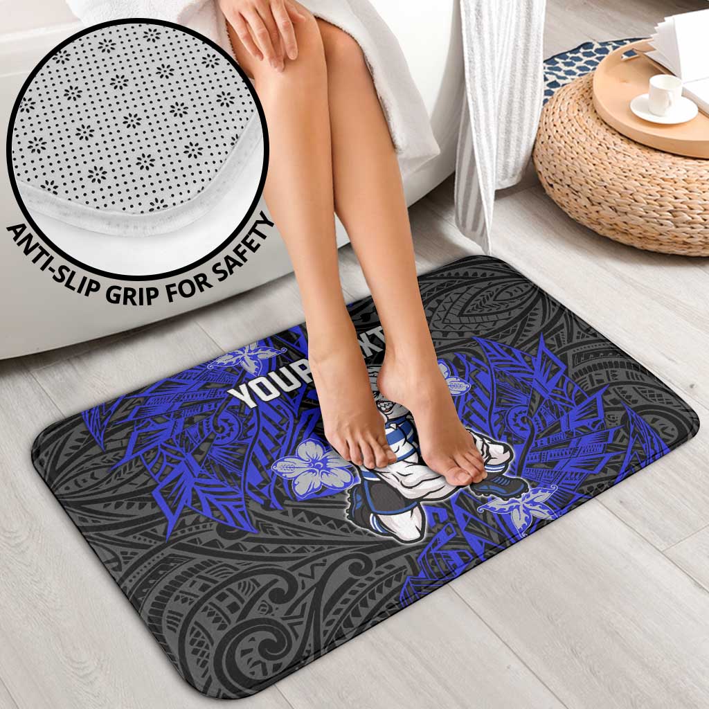 Personalised Canterbury-Bankstown Bulldogs Bathroom Set Polynesian Tribal Pattern With Rugby Bulldog Mascot Art