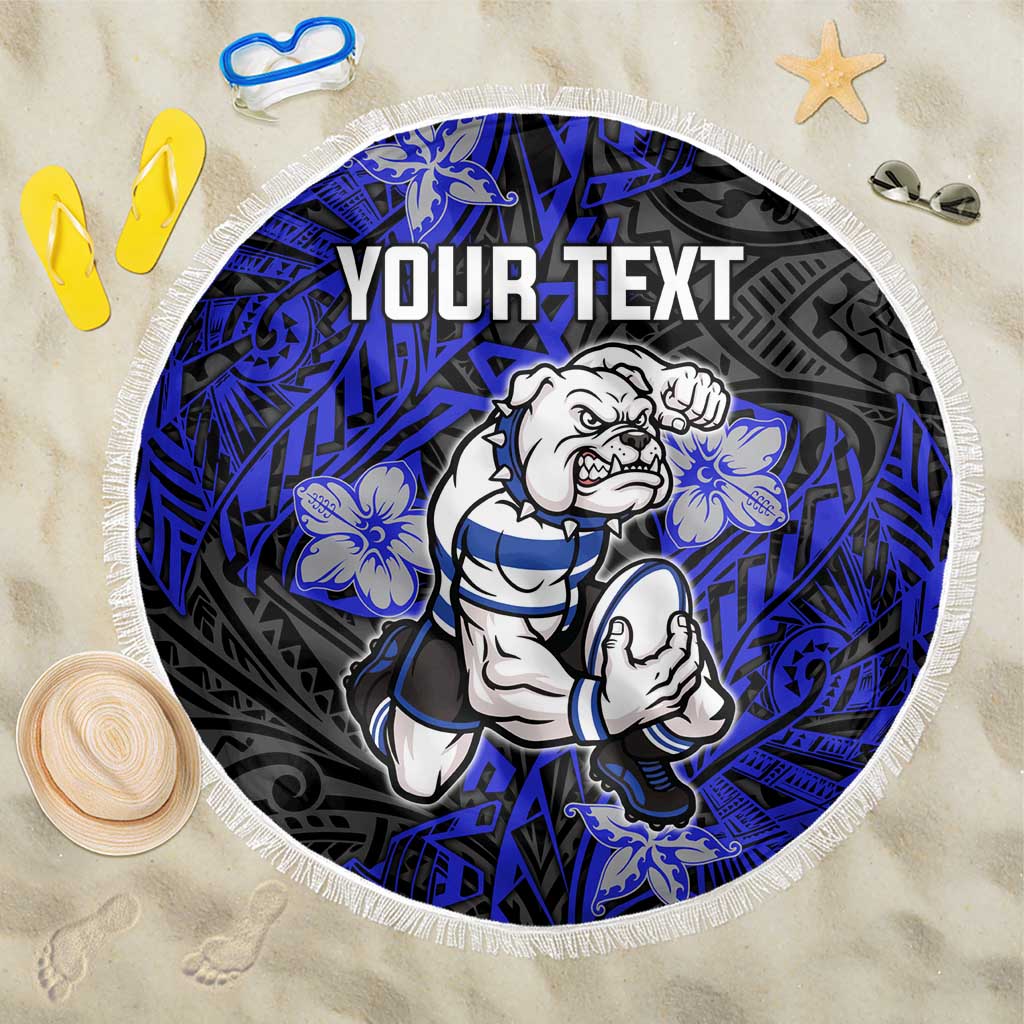 Personalised Canterbury-Bankstown Bulldogs Beach Blanket Polynesian Tribal Pattern With Rugby Bulldog Mascot Art