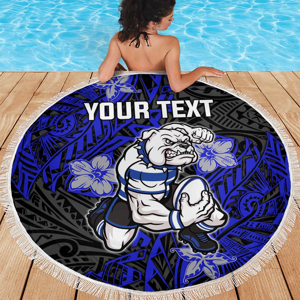 Personalised Canterbury-Bankstown Bulldogs Beach Blanket Polynesian Tribal Pattern With Rugby Bulldog Mascot Art