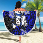 Personalised Canterbury-Bankstown Bulldogs Beach Blanket Polynesian Tribal Pattern With Rugby Bulldog Mascot Art
