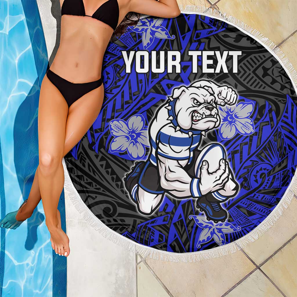 Personalised Canterbury-Bankstown Bulldogs Beach Blanket Polynesian Tribal Pattern With Rugby Bulldog Mascot Art