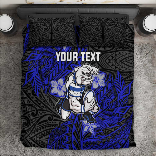 Personalised Canterbury-Bankstown Bulldogs Bedding Set Polynesian Tribal Pattern With Rugby Bulldog Mascot Art