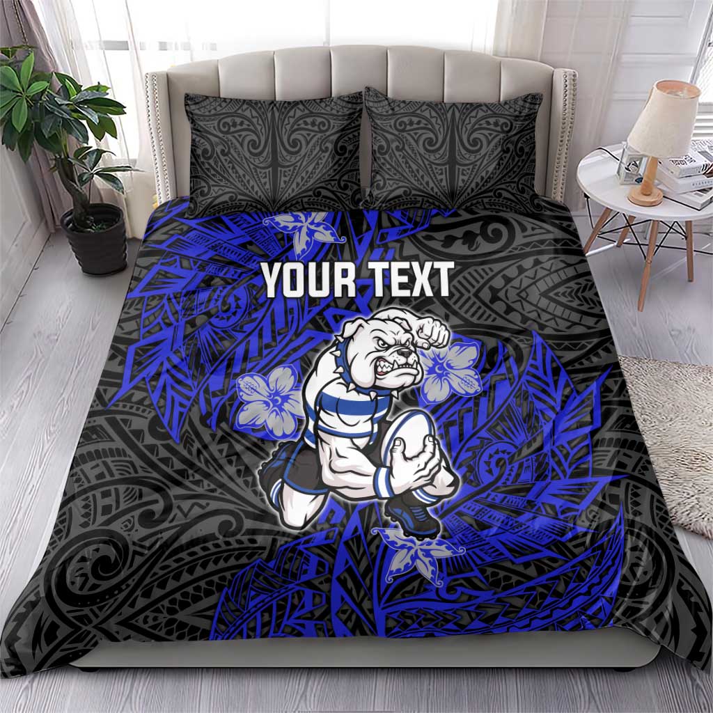 Personalised Canterbury-Bankstown Bulldogs Bedding Set Polynesian Tribal Pattern With Rugby Bulldog Mascot Art