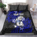 Personalised Canterbury-Bankstown Bulldogs Bedding Set Polynesian Tribal Pattern With Rugby Bulldog Mascot Art