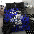 Personalised Canterbury-Bankstown Bulldogs Bedding Set Polynesian Tribal Pattern With Rugby Bulldog Mascot Art