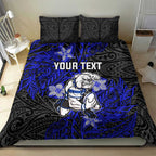 Personalised Canterbury-Bankstown Bulldogs Bedding Set Polynesian Tribal Pattern With Rugby Bulldog Mascot Art