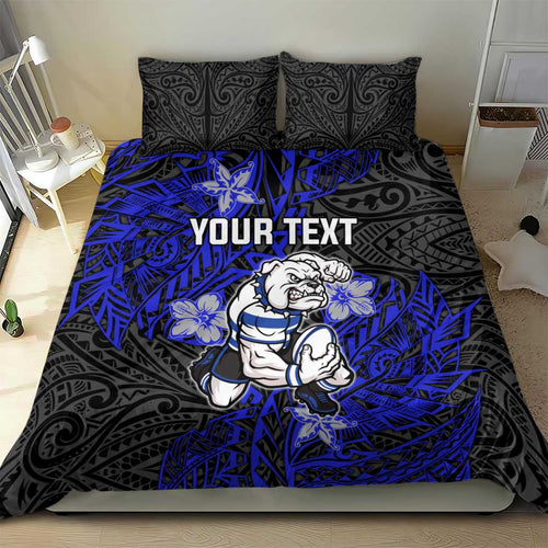 Personalised Canterbury-Bankstown Bulldogs Bedding Set Polynesian Tribal Pattern With Rugby Bulldog Mascot Art