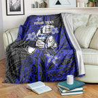 Personalised Canterbury-Bankstown Bulldogs Blanket Polynesian Tribal Pattern With Rugby Bulldog Mascot Art