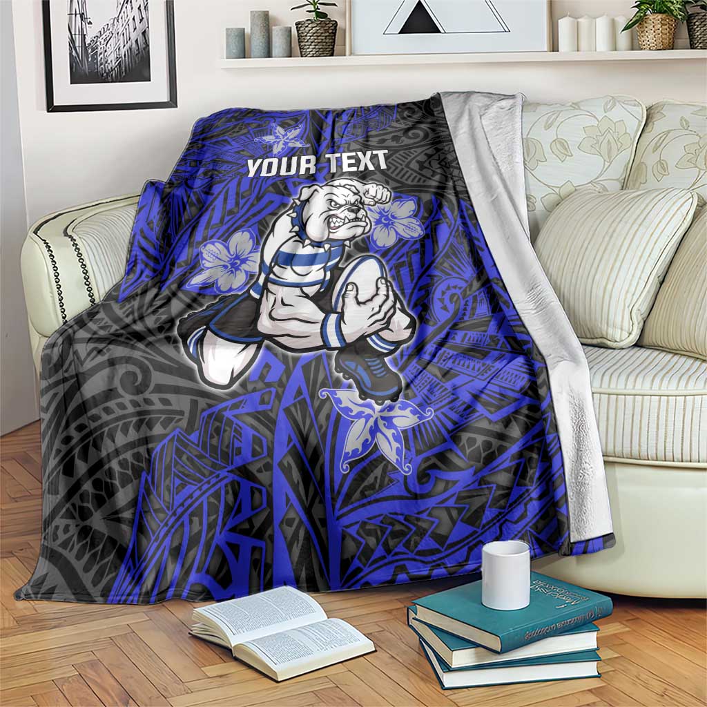 Personalised Canterbury-Bankstown Bulldogs Blanket Polynesian Tribal Pattern With Rugby Bulldog Mascot Art