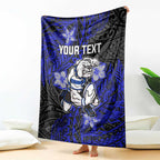 Personalised Canterbury-Bankstown Bulldogs Blanket Polynesian Tribal Pattern With Rugby Bulldog Mascot Art