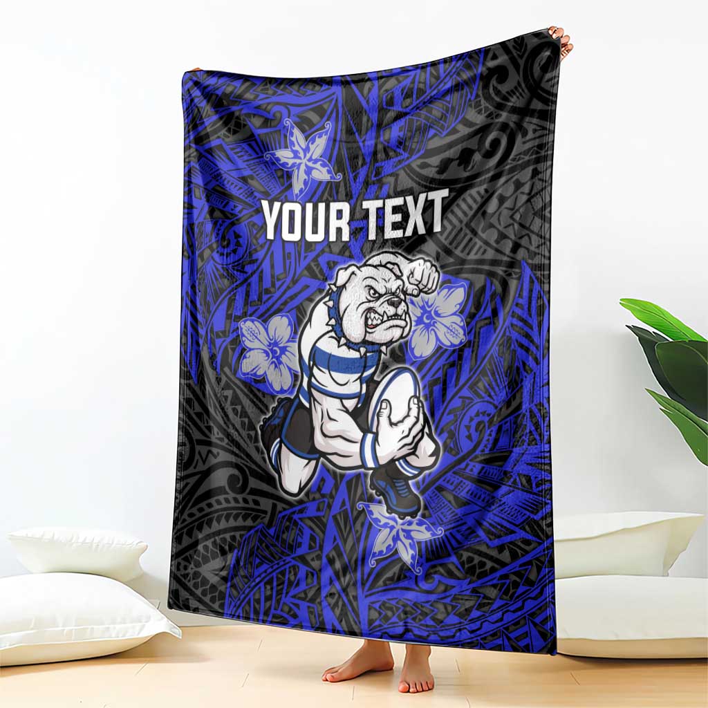 Personalised Canterbury-Bankstown Bulldogs Blanket Polynesian Tribal Pattern With Rugby Bulldog Mascot Art