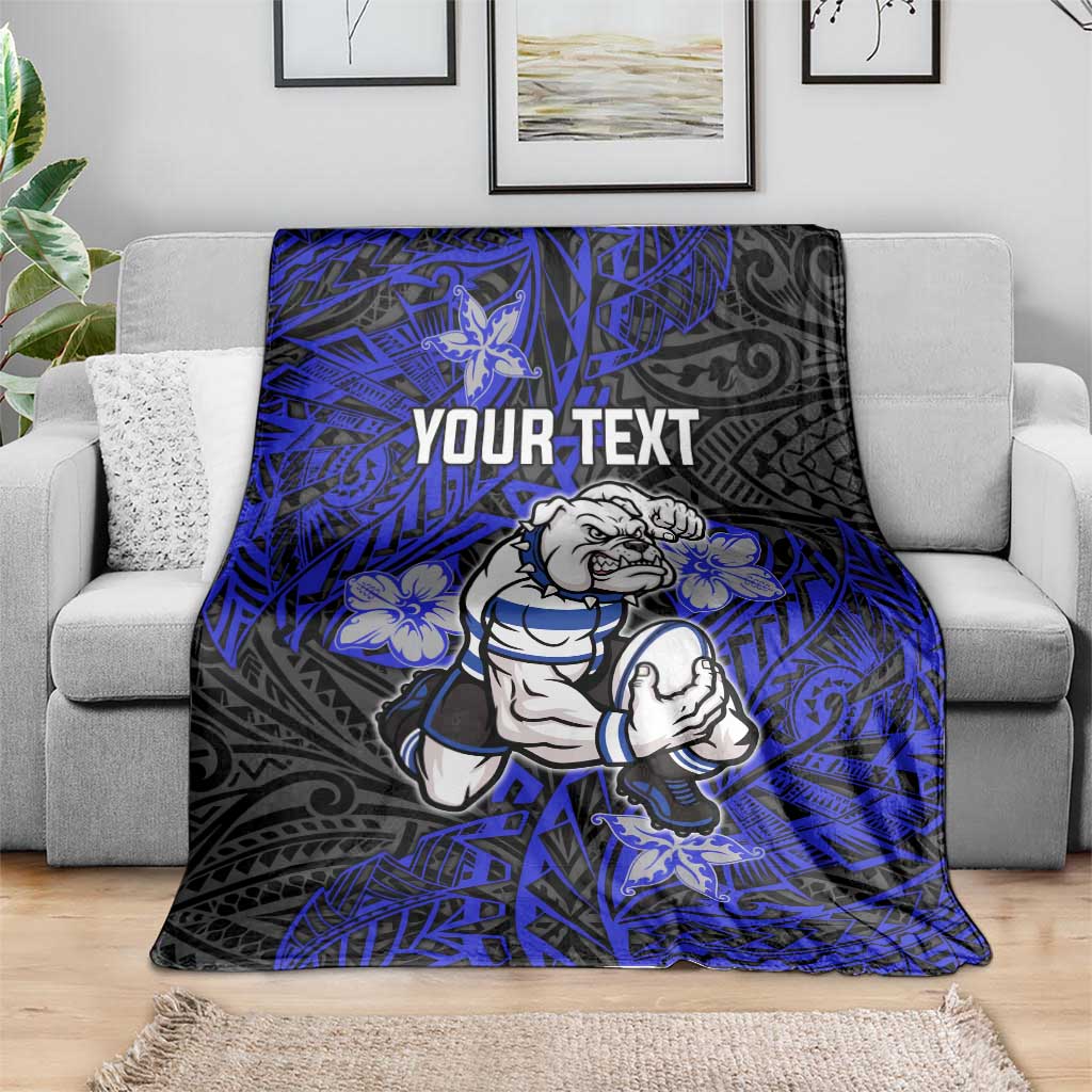 Personalised Canterbury-Bankstown Bulldogs Blanket Polynesian Tribal Pattern With Rugby Bulldog Mascot Art