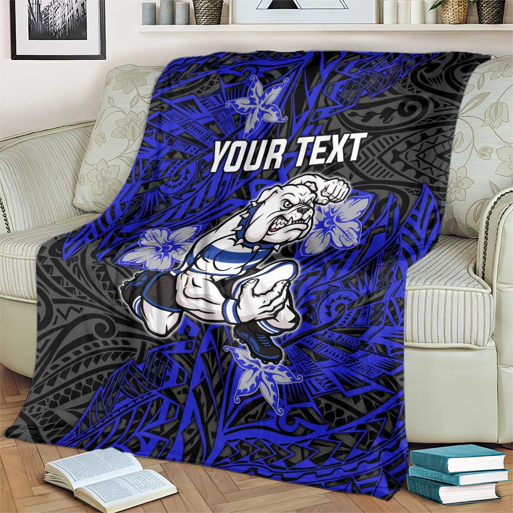 Personalised Canterbury-Bankstown Bulldogs Blanket Polynesian Tribal Pattern With Rugby Bulldog Mascot Art