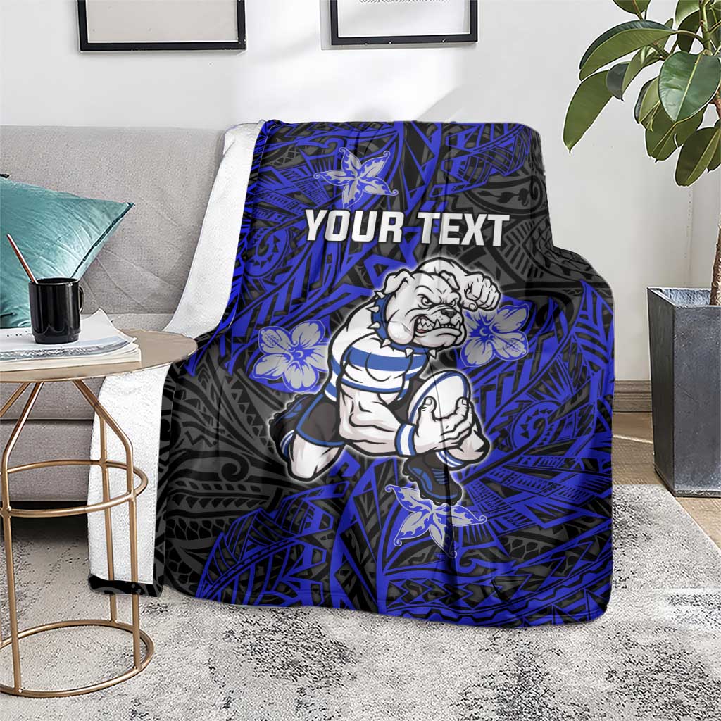 Personalised Canterbury-Bankstown Bulldogs Blanket Polynesian Tribal Pattern With Rugby Bulldog Mascot Art