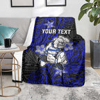 Personalised Canterbury-Bankstown Bulldogs Blanket Polynesian Tribal Pattern With Rugby Bulldog Mascot Art