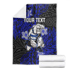 Personalised Canterbury-Bankstown Bulldogs Blanket Polynesian Tribal Pattern With Rugby Bulldog Mascot Art