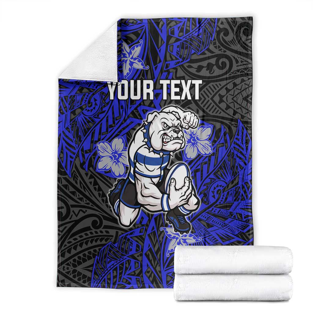 Personalised Canterbury-Bankstown Bulldogs Blanket Polynesian Tribal Pattern With Rugby Bulldog Mascot Art
