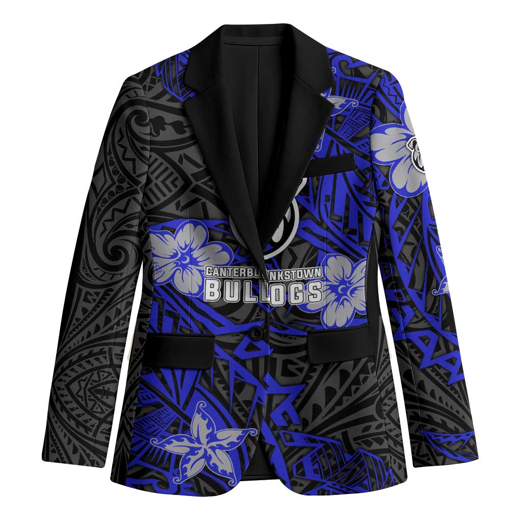 Personalised Canterbury-Bankstown Bulldogs Blazer Polynesian Tribal Pattern With Rugby Bulldog Mascot Art