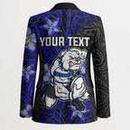 Personalised Canterbury-Bankstown Bulldogs Blazer Polynesian Tribal Pattern With Rugby Bulldog Mascot Art