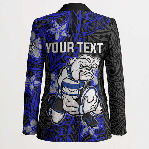 Personalised Canterbury-Bankstown Bulldogs Blazer Polynesian Tribal Pattern With Rugby Bulldog Mascot Art