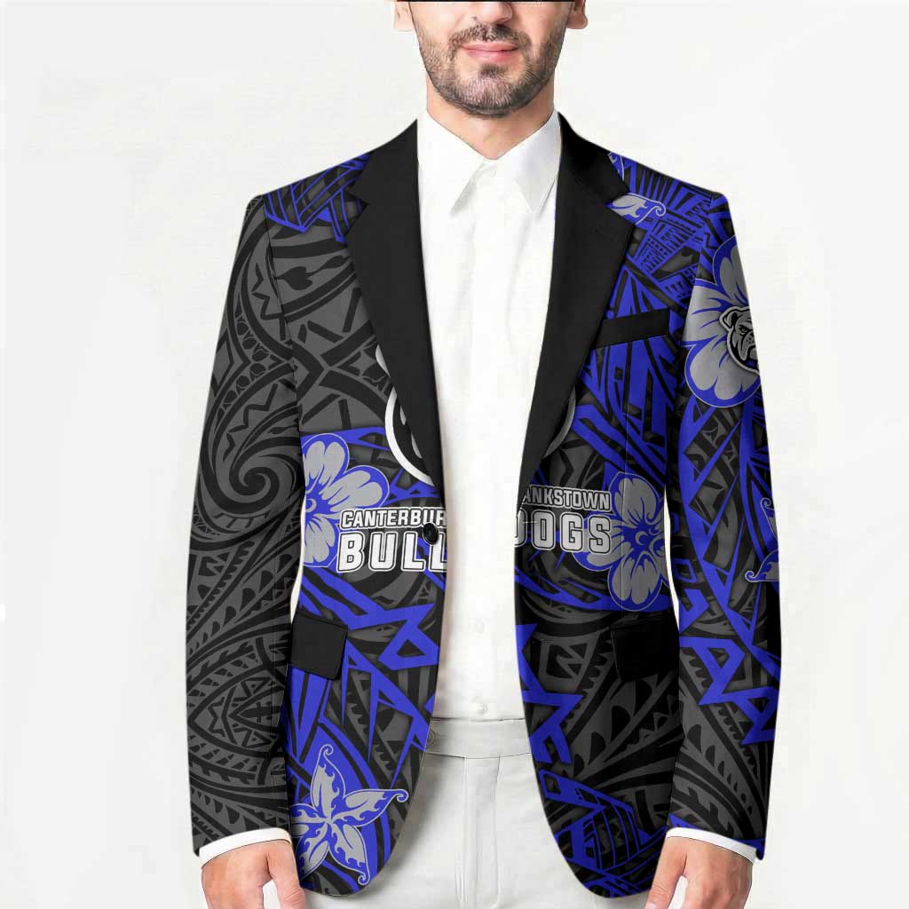 Personalised Canterbury-Bankstown Bulldogs Blazer Polynesian Tribal Pattern With Rugby Bulldog Mascot Art