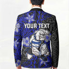 Personalised Canterbury-Bankstown Bulldogs Blazer Polynesian Tribal Pattern With Rugby Bulldog Mascot Art