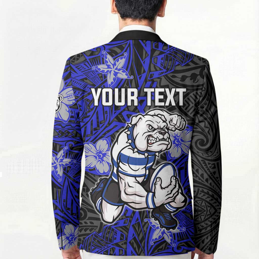 Personalised Canterbury-Bankstown Bulldogs Blazer Polynesian Tribal Pattern With Rugby Bulldog Mascot Art