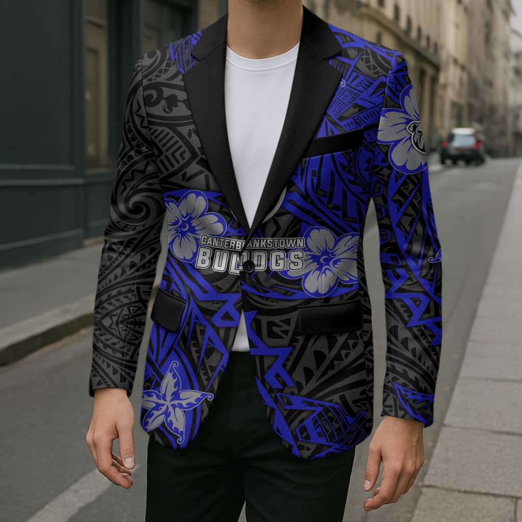 Personalised Canterbury-Bankstown Bulldogs Blazer Polynesian Tribal Pattern With Rugby Bulldog Mascot Art