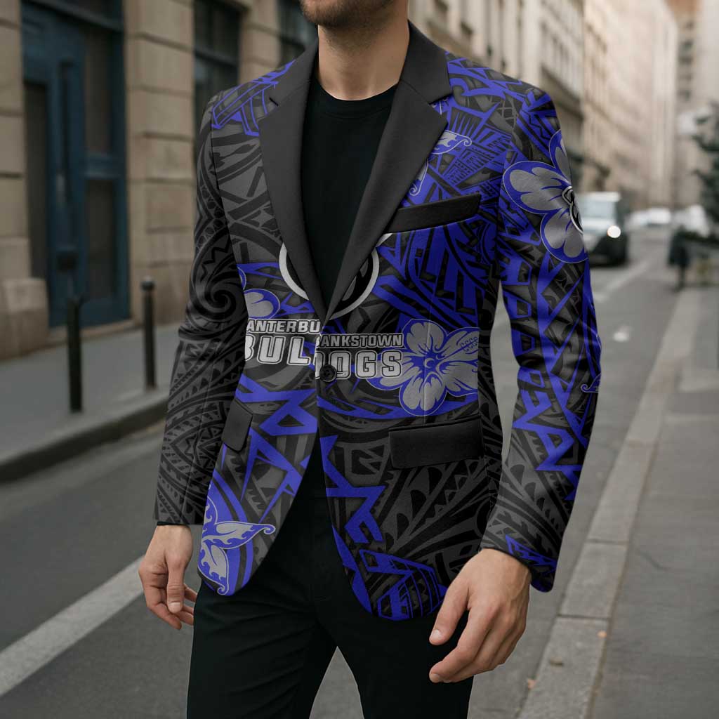 Personalised Canterbury-Bankstown Bulldogs Blazer Polynesian Tribal Pattern With Rugby Bulldog Mascot Art