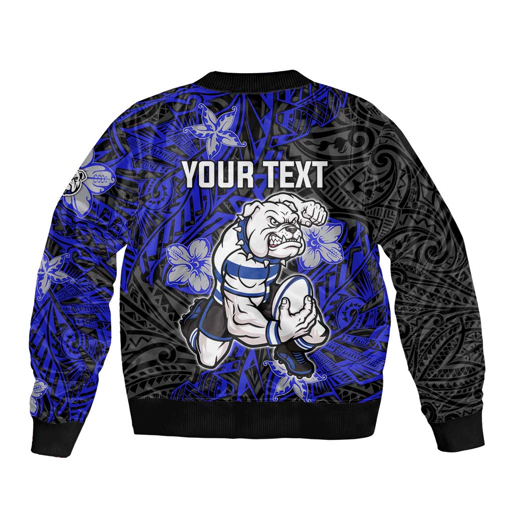 Personalised Canterbury-Bankstown Bulldogs Bomber Jacket Polynesian Tribal Pattern With Rugby Bulldog Mascot Art