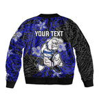 Personalised Canterbury-Bankstown Bulldogs Bomber Jacket Polynesian Tribal Pattern With Rugby Bulldog Mascot Art