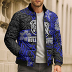 Personalised Canterbury-Bankstown Bulldogs Bomber Puffer Jacket Polynesian Tribal Pattern With Rugby Bulldog Mascot Art