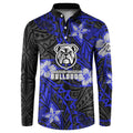 Personalised Canterbury-Bankstown Bulldogs Button Sweatshirt Polynesian Tribal Pattern With Rugby Bulldog Mascot Art