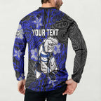 Personalised Canterbury-Bankstown Bulldogs Button Sweatshirt Polynesian Tribal Pattern With Rugby Bulldog Mascot Art